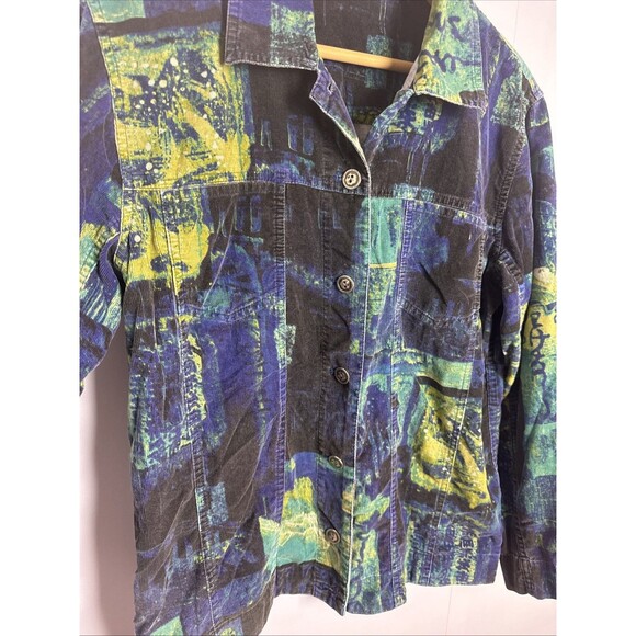 Chico's Sz 1 Womens‎ Corduroy Jacket Art To Wear Artsy Boho Dopamine Maximalist - Picture 2 of 9
